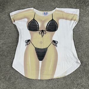 My Bikini Shirt Womens One Size White Bikini Body Novelty Graphic Tee T-Shirt